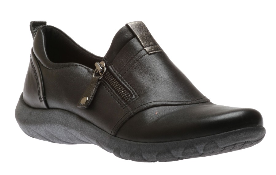 Women Cobb Hill | Amalie Black Leather Zipper Slip-On