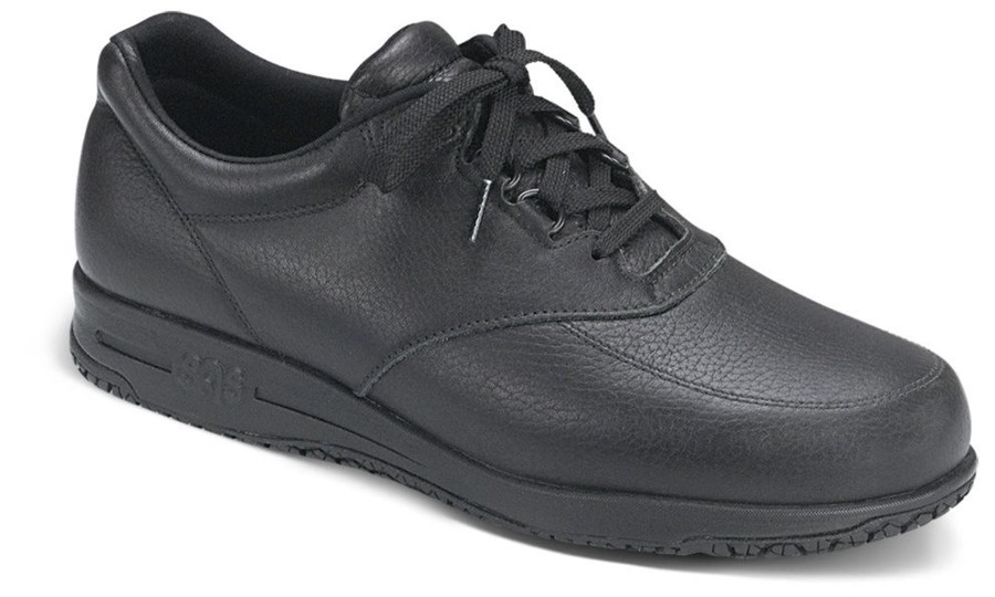 Men SAS Shoes | Guardian Black Leather Non-Slip Lace-Up Walking Shoe