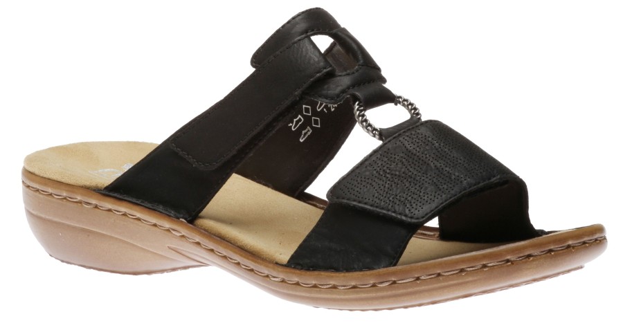 Women Rieker | Eagle Black Slide Sandal