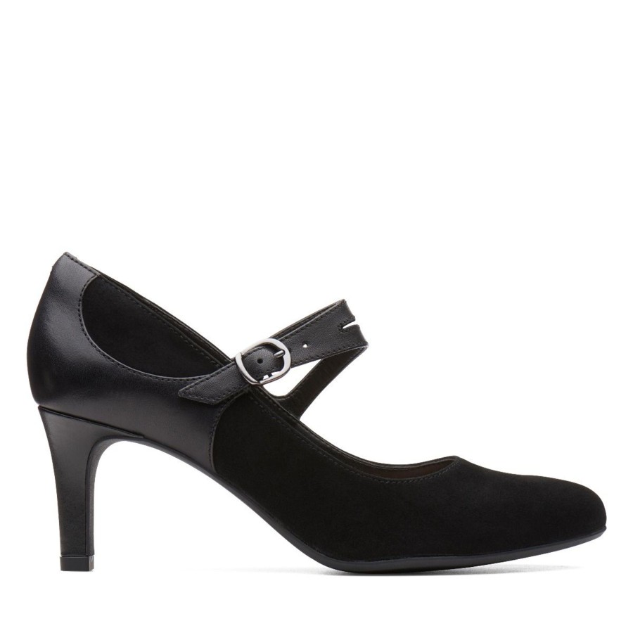 Women Clarks | Dancer Reece Black Suede Mary Jane Pump