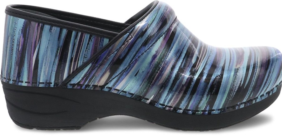 Women Dansko | Xp 2.0 Teal Striped Patent Leather Clog