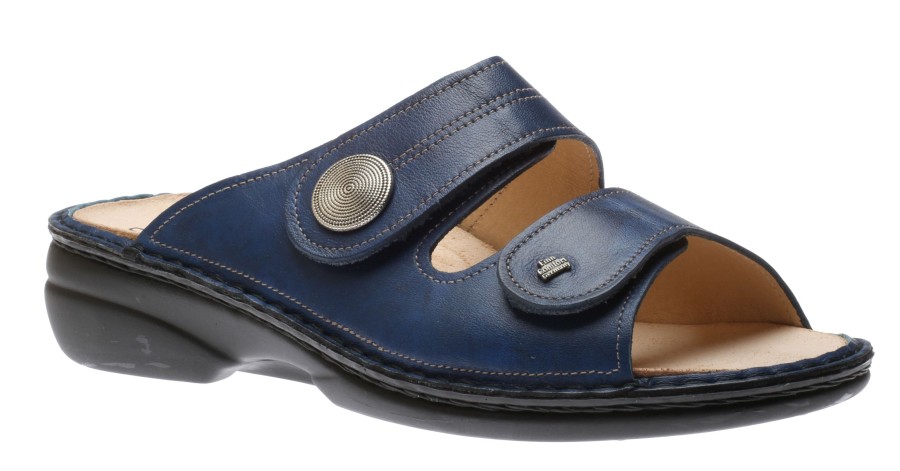 Women Finn Comfort | Sansibar Blue Leather Sandal