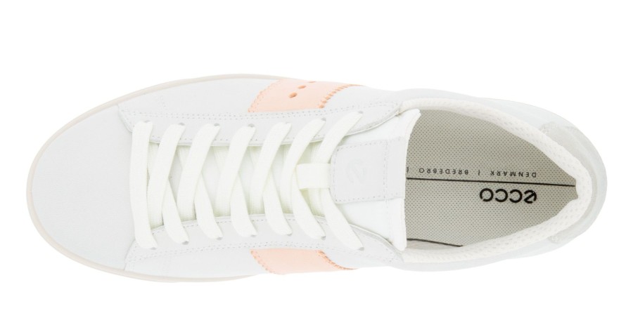 Women Ecco | Street Lite White Peach Nectar Stripe Lace-Up Sneaker