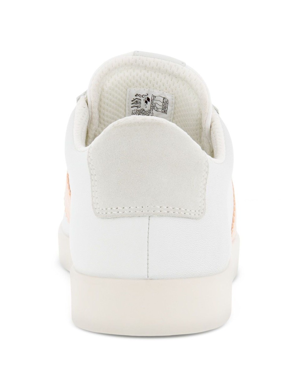 Women Ecco | Street Lite White Peach Nectar Stripe Lace-Up Sneaker