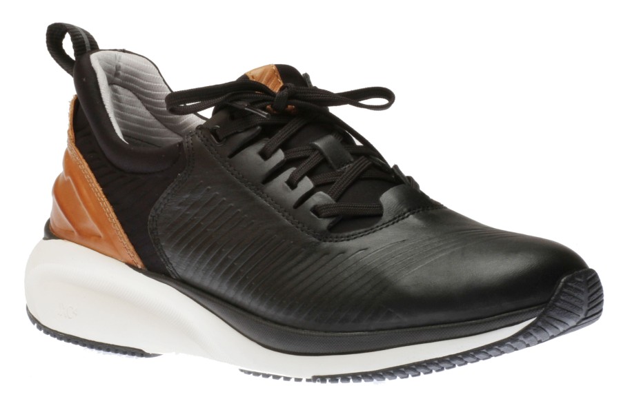 Men Johnston & Murphy | Xc4 Tr1-Luxe Hybrid Black Leather Lace-Up Sneaker