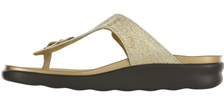 Women SAS Shoes | Sanibel Shiny Gold Thong Sandal