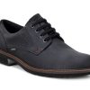 Men Ecco | Turn Black Leather Gore-Tex Waterproof Plain Toe Derby