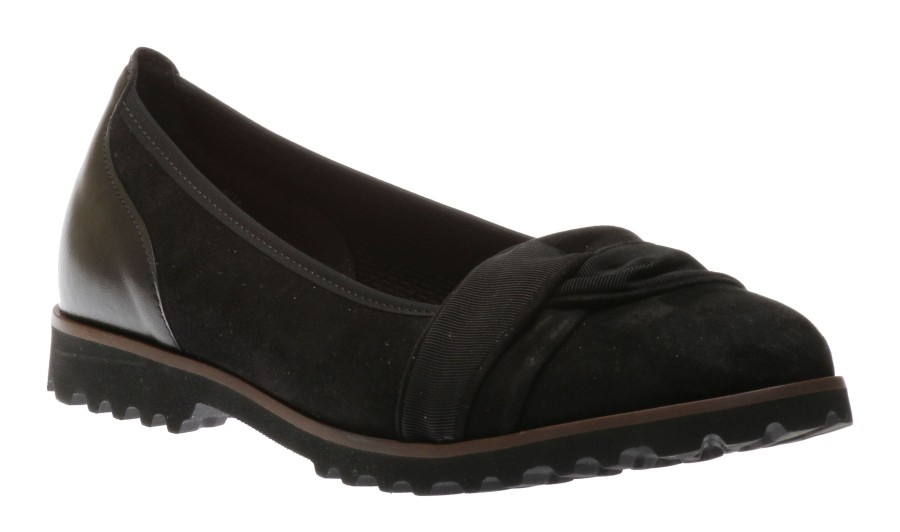 Women Gabor | 54.107.17 Black Suede Leather Ballet Flat