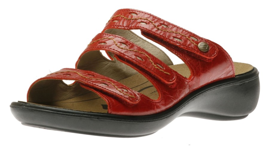 Women Romika | Ibiza 66 Red Leather Slide Sandal