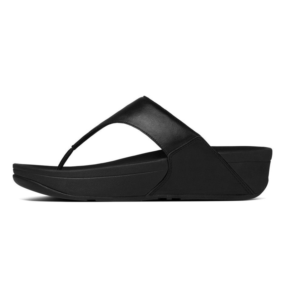 Women Fit Flop | Lulu Black Leather Thong Sandal