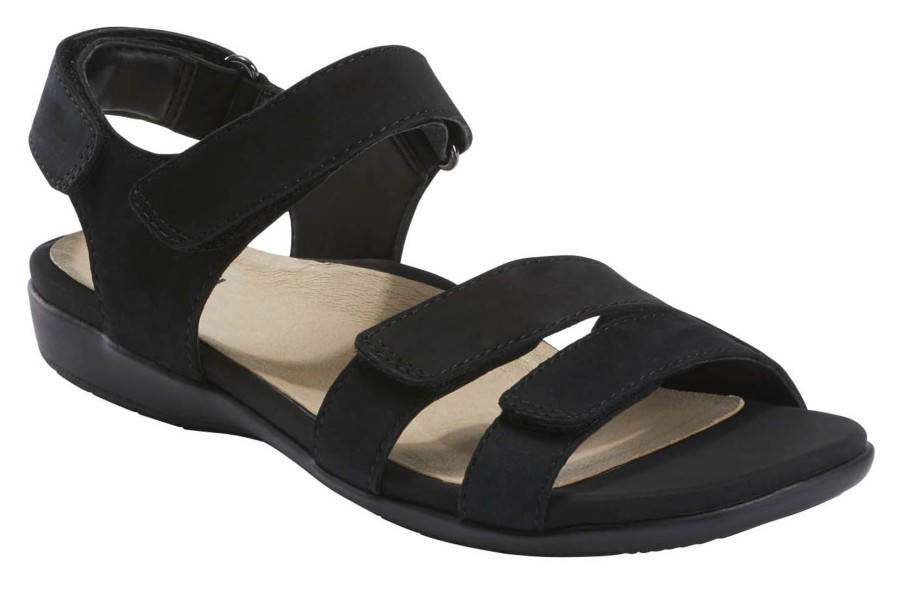 Women Earth | Amal Black Leather Adjustable Strappy Sandal