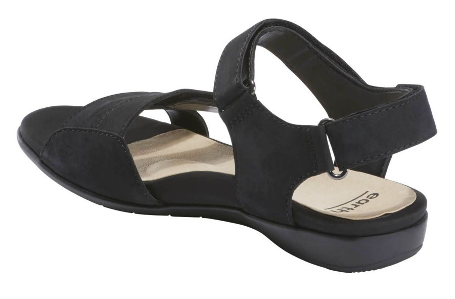 Women Earth | Amal Black Leather Adjustable Strappy Sandal