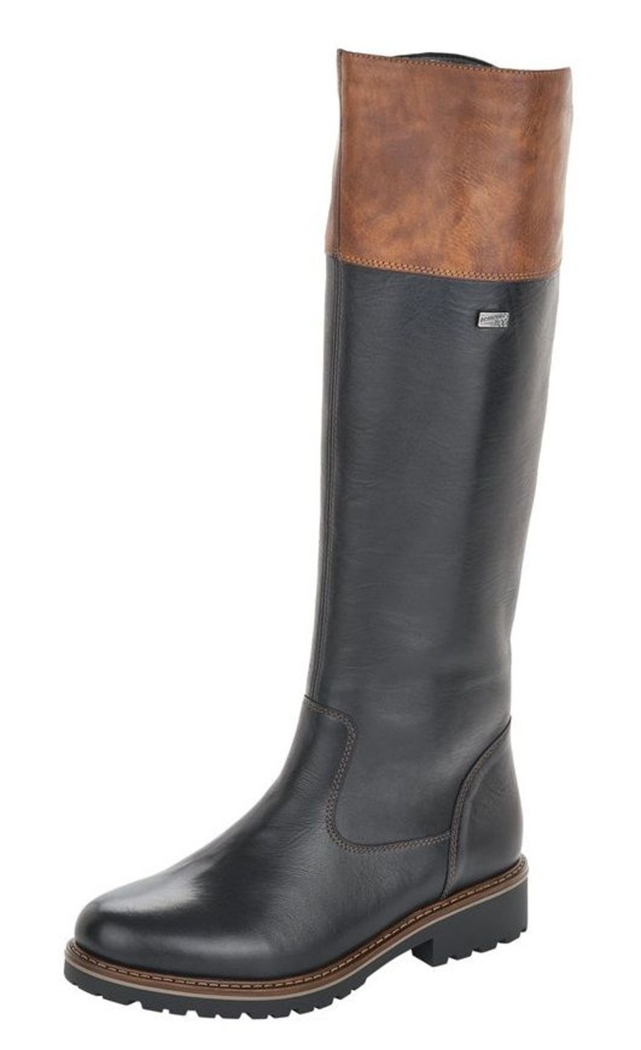 Women Remonte | Cristallino Black Brown Leather Tall Boot