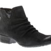 Women Rockport | Gratasha 2 Panel Black Ruched Leather Ankle Boot