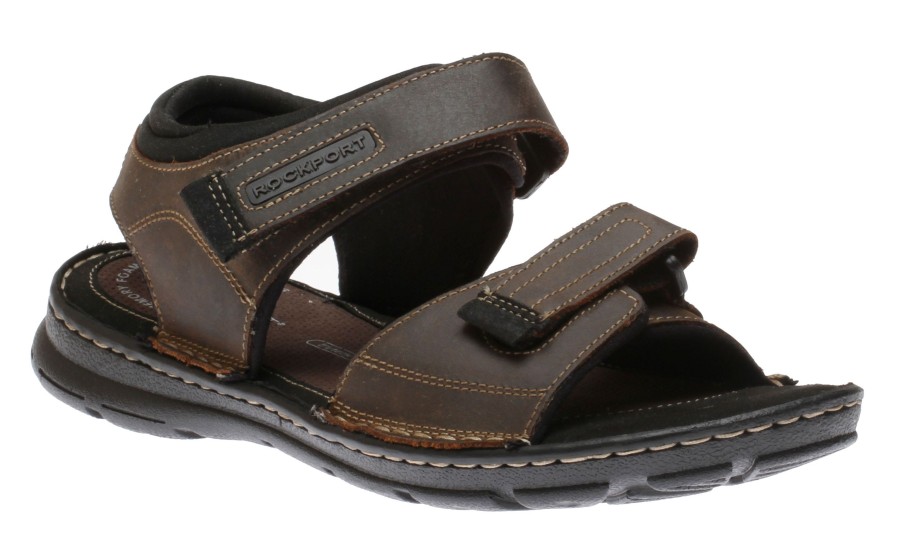 Men Rockport | Darwyn Brown Leather Quarter-Strap Sports Sandal