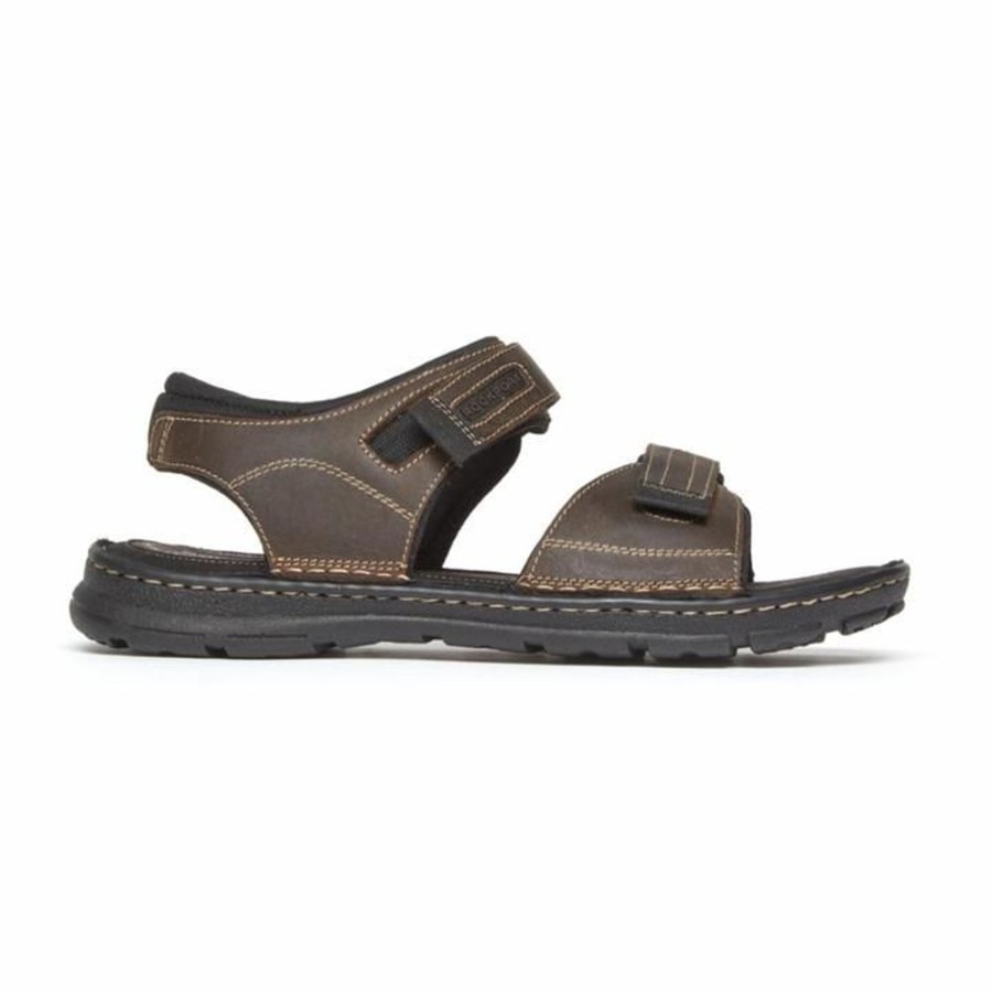 Men Rockport | Darwyn Brown Leather Quarter-Strap Sports Sandal