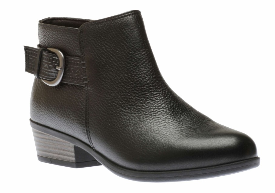 Women Clarks | Addiy Kara Black Leather Ankle Boot