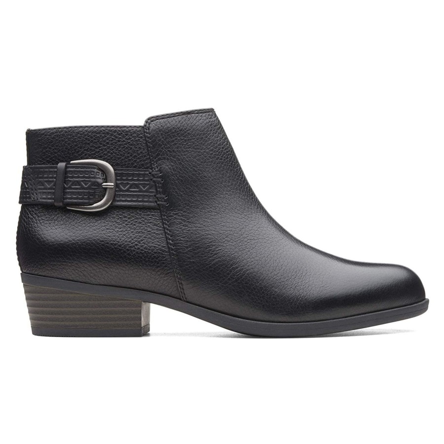 Women Clarks | Addiy Kara Black Leather Ankle Boot