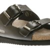 Women Mephisto | Harmony Black Leather Slide Sandal