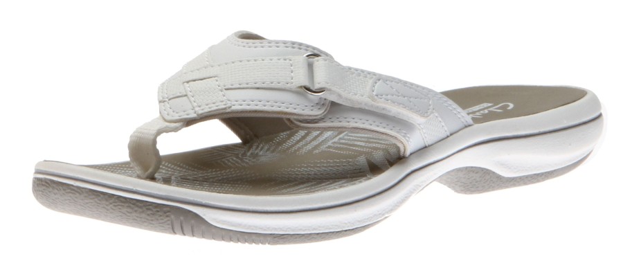 Women Clarks | Breeze Sea White Thong Sandal