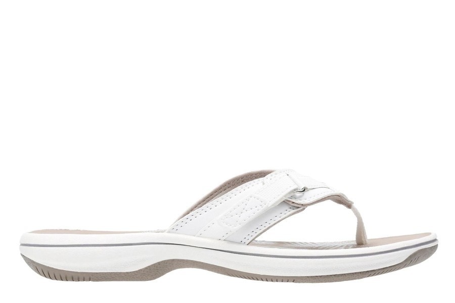 Women Clarks | Breeze Sea White Thong Sandal