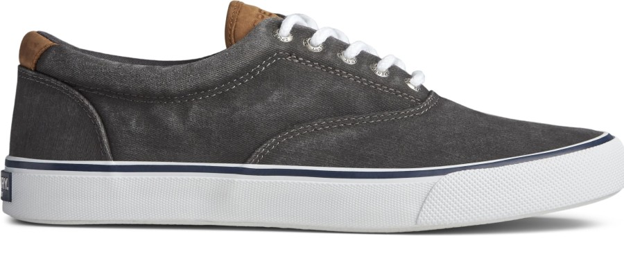 Men Sperry | Striper Ii Cvo Black Canvas Lace-Up Sneaker