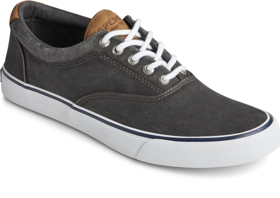 Men Sperry | Striper Ii Cvo Black Canvas Lace-Up Sneaker