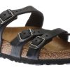 Women Birkenstock | Franca Black Oiled Leather Slide Sandal