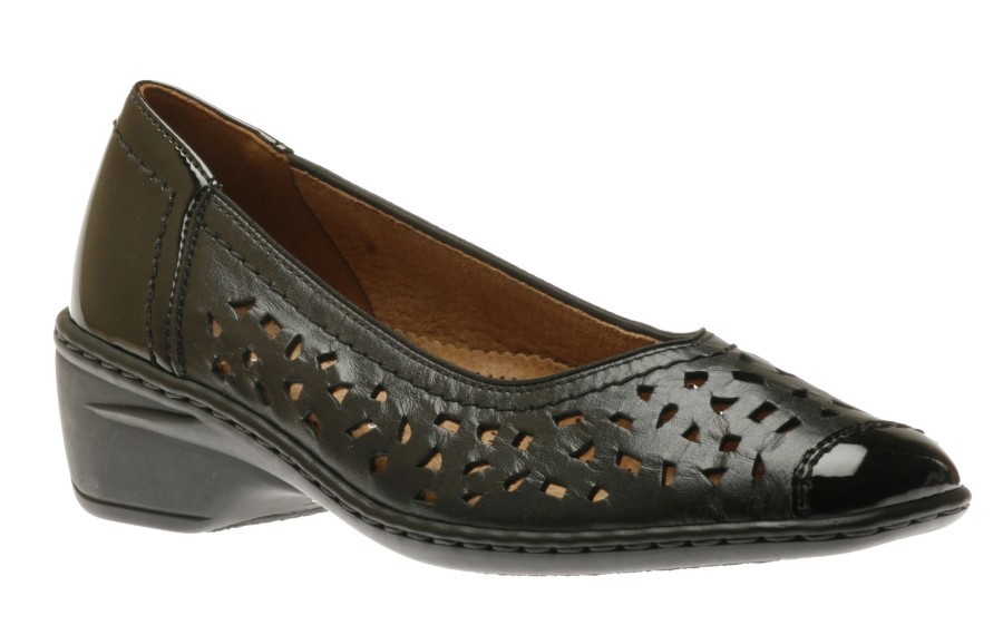 Women Jenny by Ara | Rashida Black Perforated Leather Low Heel Pump