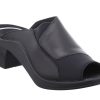 Women Romika | Mokassetta 244 Black Leather Slide Heel Sandal