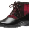 Women Wanderlust | Amelia Black Red Flannel Lace-Up Boot