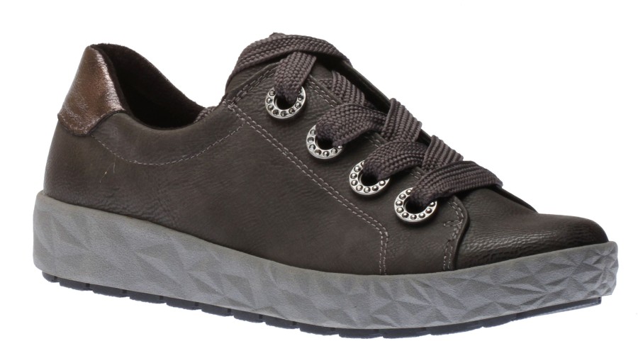 Women Relife | Women'S Grey Lace-Up Sneaker