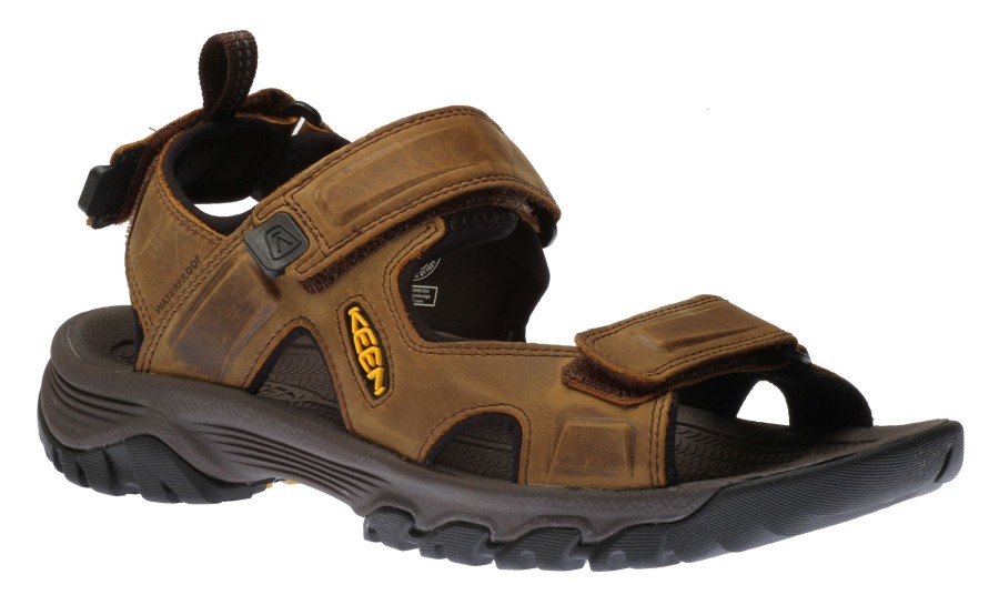 Men Keen | Targhee Iii Bison Brown Leather Open Toe Hiking Sandal