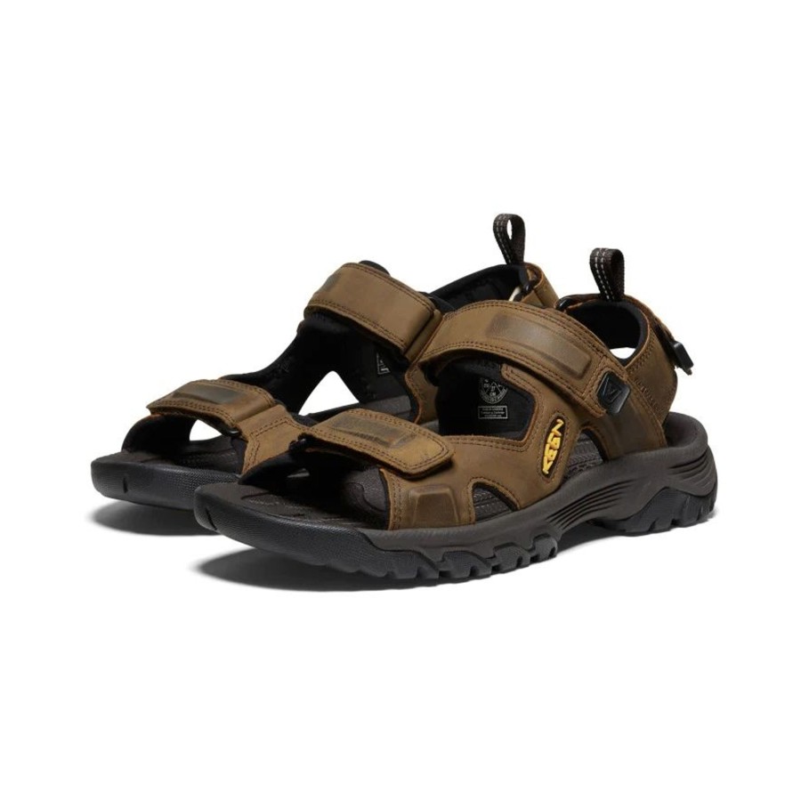 Men Keen | Targhee Iii Bison Brown Leather Open Toe Hiking Sandal