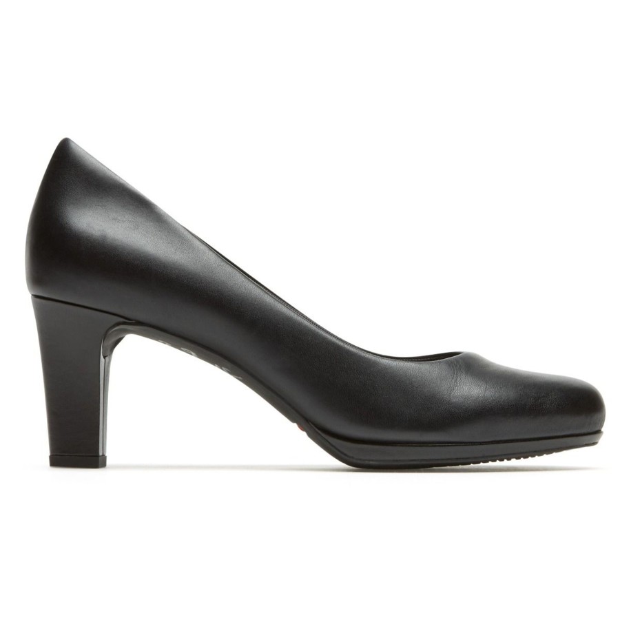 Women Rockport | Total Motion Leah Black Leather Dress Pump