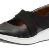 Women Clarks | Un Rio Cross Black Leather Slip-On Sneaker