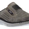 Men Rieker | Dollaro Grey Perforated Athletic Slip-On Mule