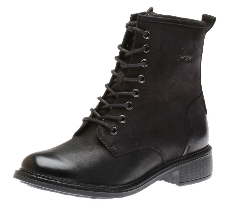 Women Josef Seibel | Selena 06 Black Leather Lace-Up Ankle Boot