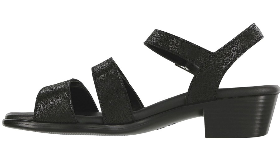 Women SAS Shoes | Savannah Black Leather Heel Strap Sandal