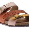 Women Earth | Felix Amber Yellow Multicolour Perforated Strappy Slide Sandal