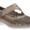 Women Rieker | Ravenna Beige Grey Perforated Cutout Mary Jane Shoe