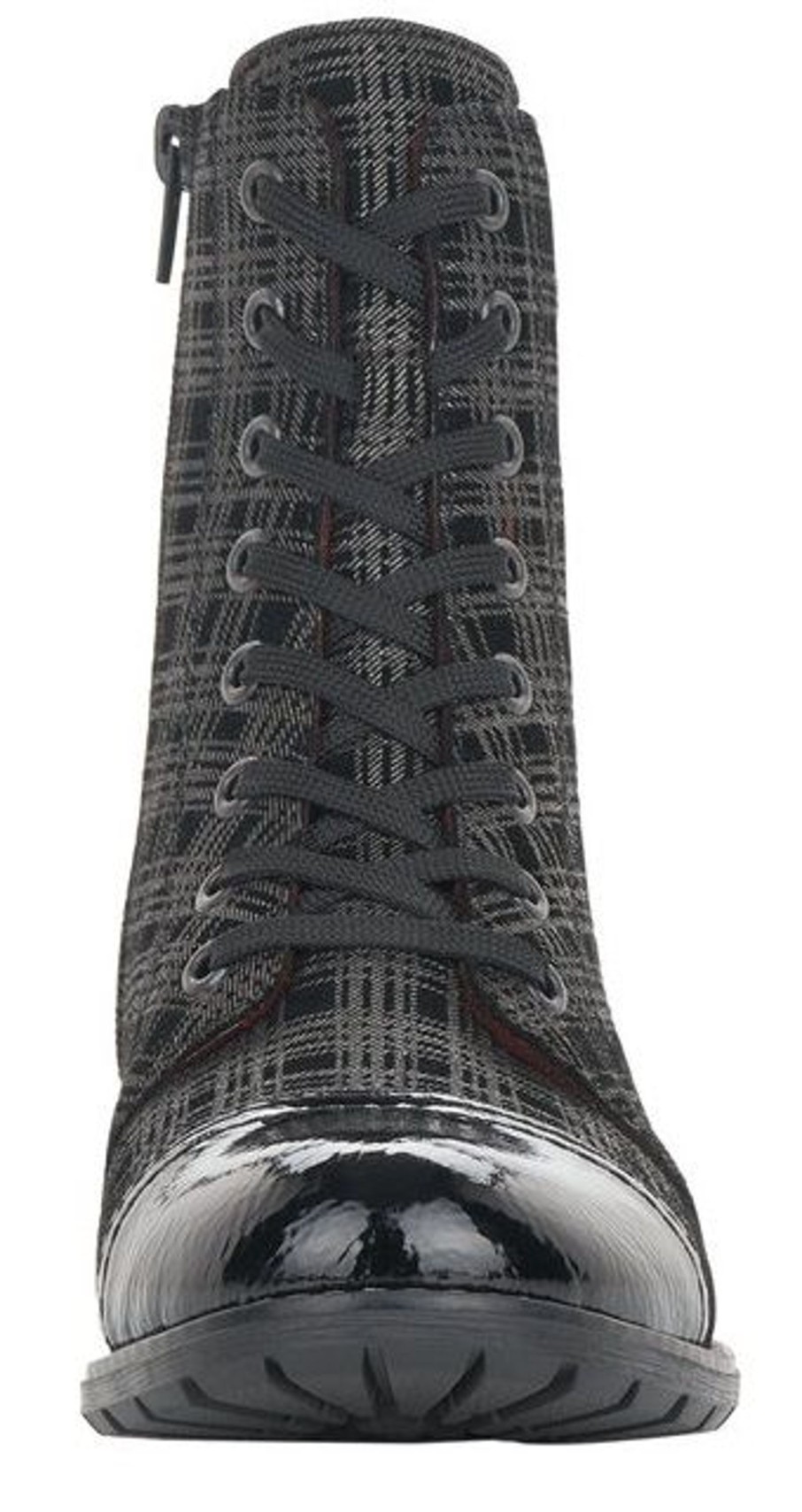 Women Remonte | Largo Black Grey Tartan Ankle Dress Boot