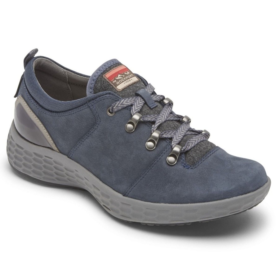 Women Rockport | Fresh Explore Navy Blue Waterproof Lace-Up Sneaker