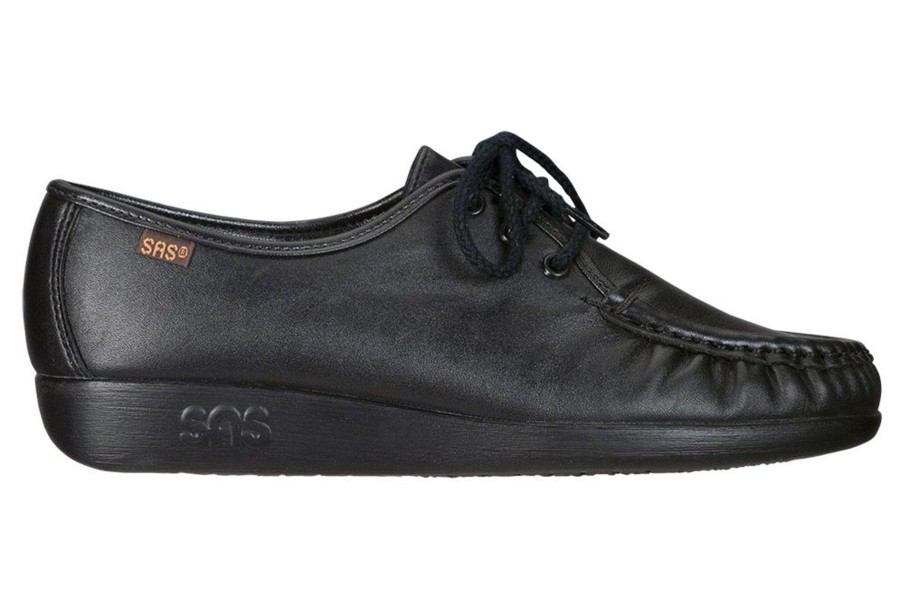 Women SAS Shoes | Siesta Black Leather Lace-Up Loafer