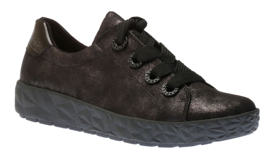 Women Relife | Women'S Black Lace-Up Sneaker