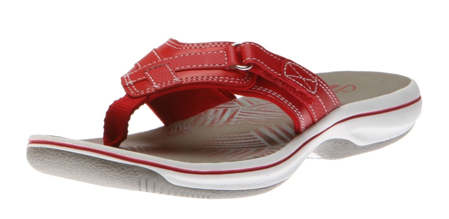 Women Clarks | Breeze Sea Red Thong Sandal