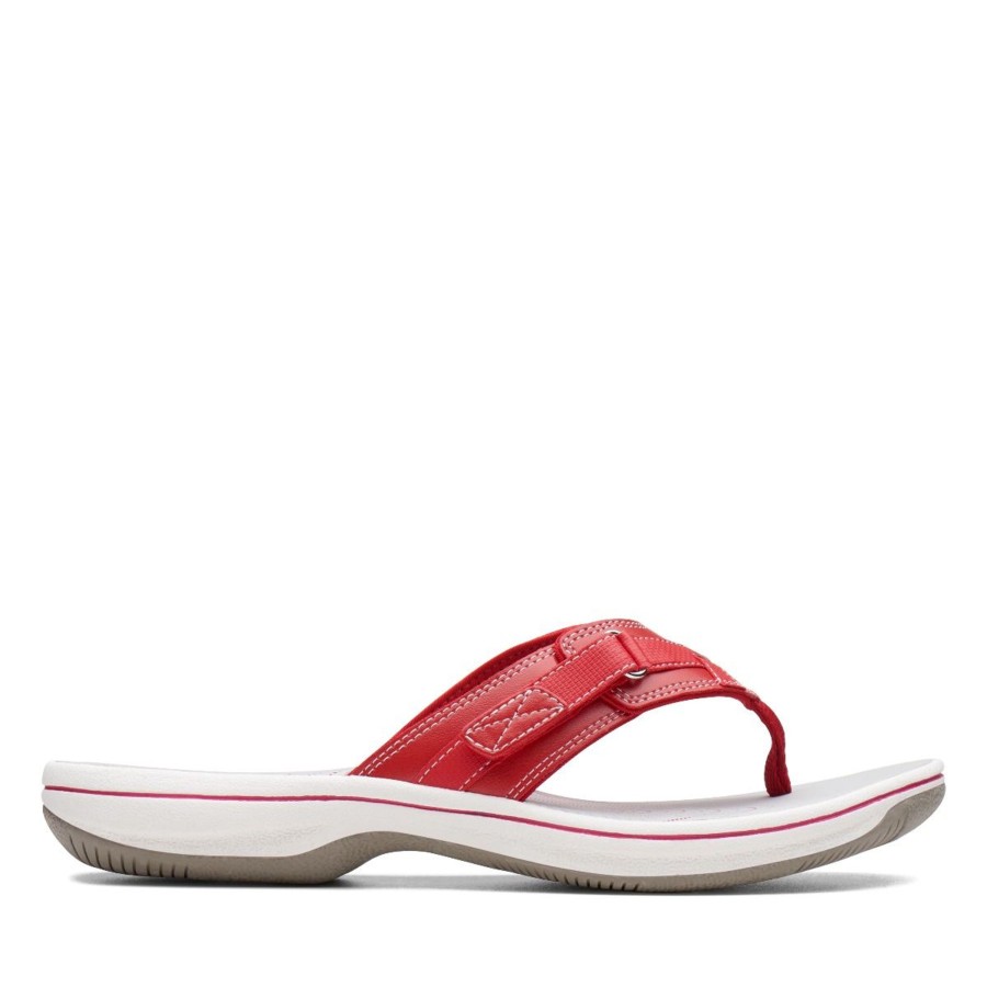 Women Clarks | Breeze Sea Red Thong Sandal