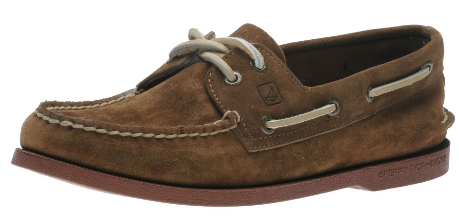 Men Sperry | Men'S Authentic Original Sahara Brown Leather Two Eye Boat Shoe