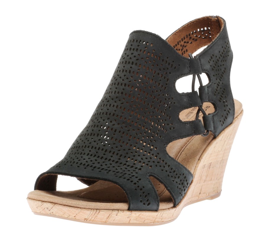 Women Cobb Hill | Janna Black Nubuck Wedge Sandal