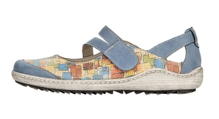 Women Remonte | Odense Blue Multicolour Mary Jane Flat Shoe